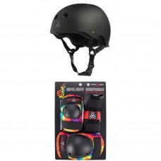 Triple 8 Sweatsaver Liner Skateboard Helmet ​+ Saver Series Color Collection Skateboard JR Pad Set